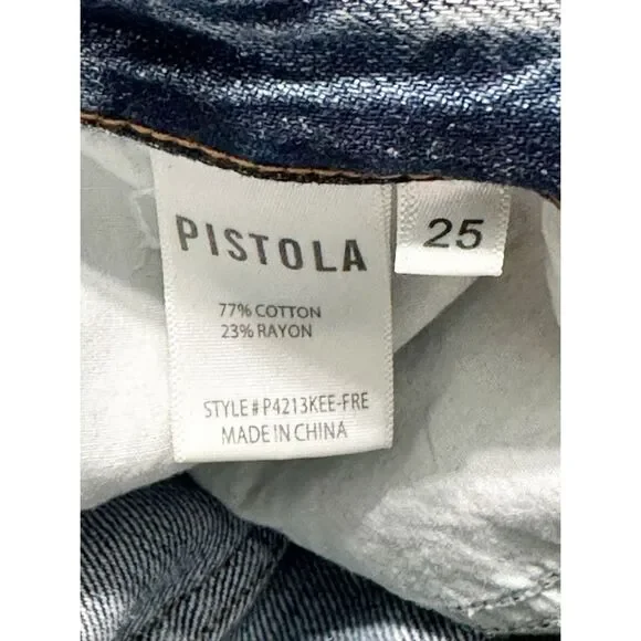 Pistola Women's Blue Medium Denim Wash‎ Frayed Distressed Raw Hem Long Short 25 - Picture 11 of 14